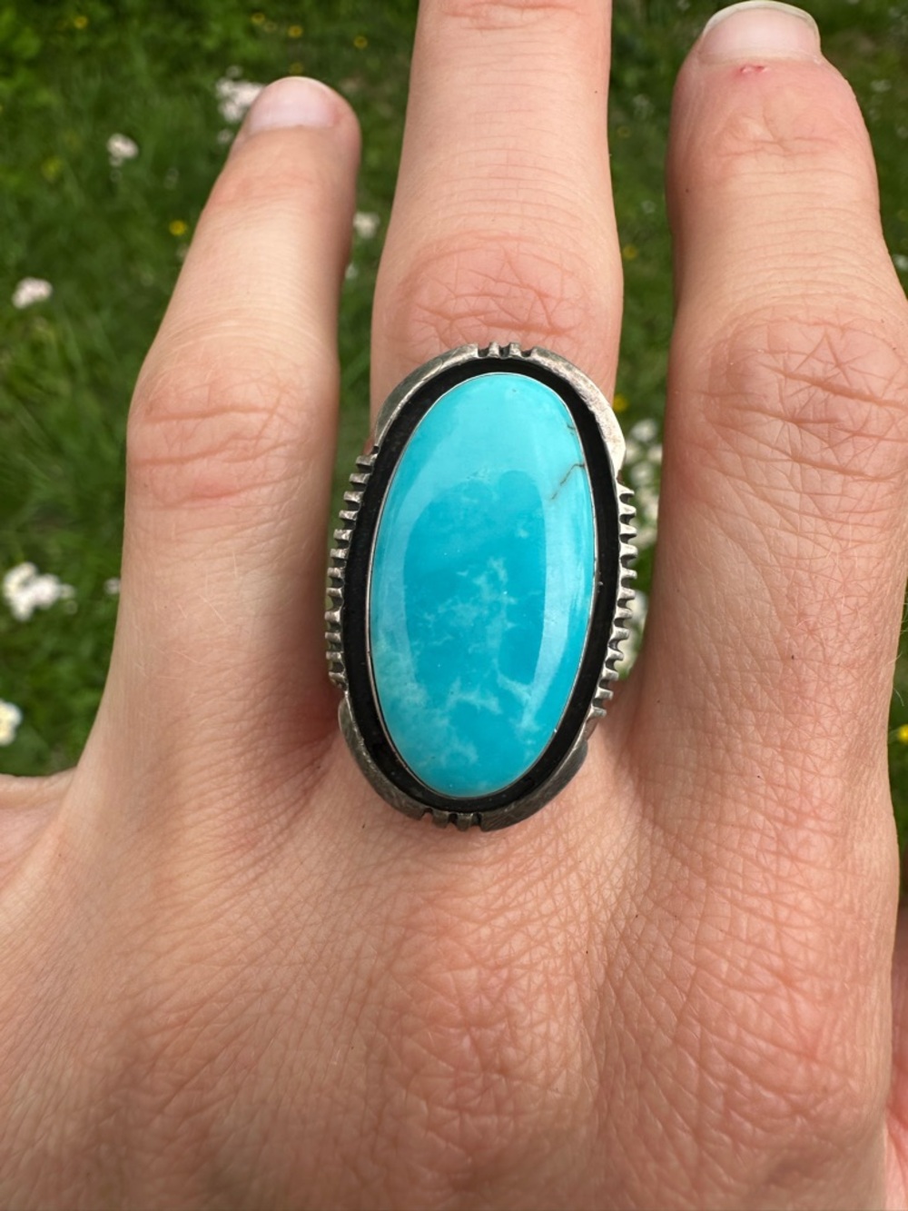 Kingman Turquoise Ring with Five Prong Ring Shank - Picture 3 of 6
